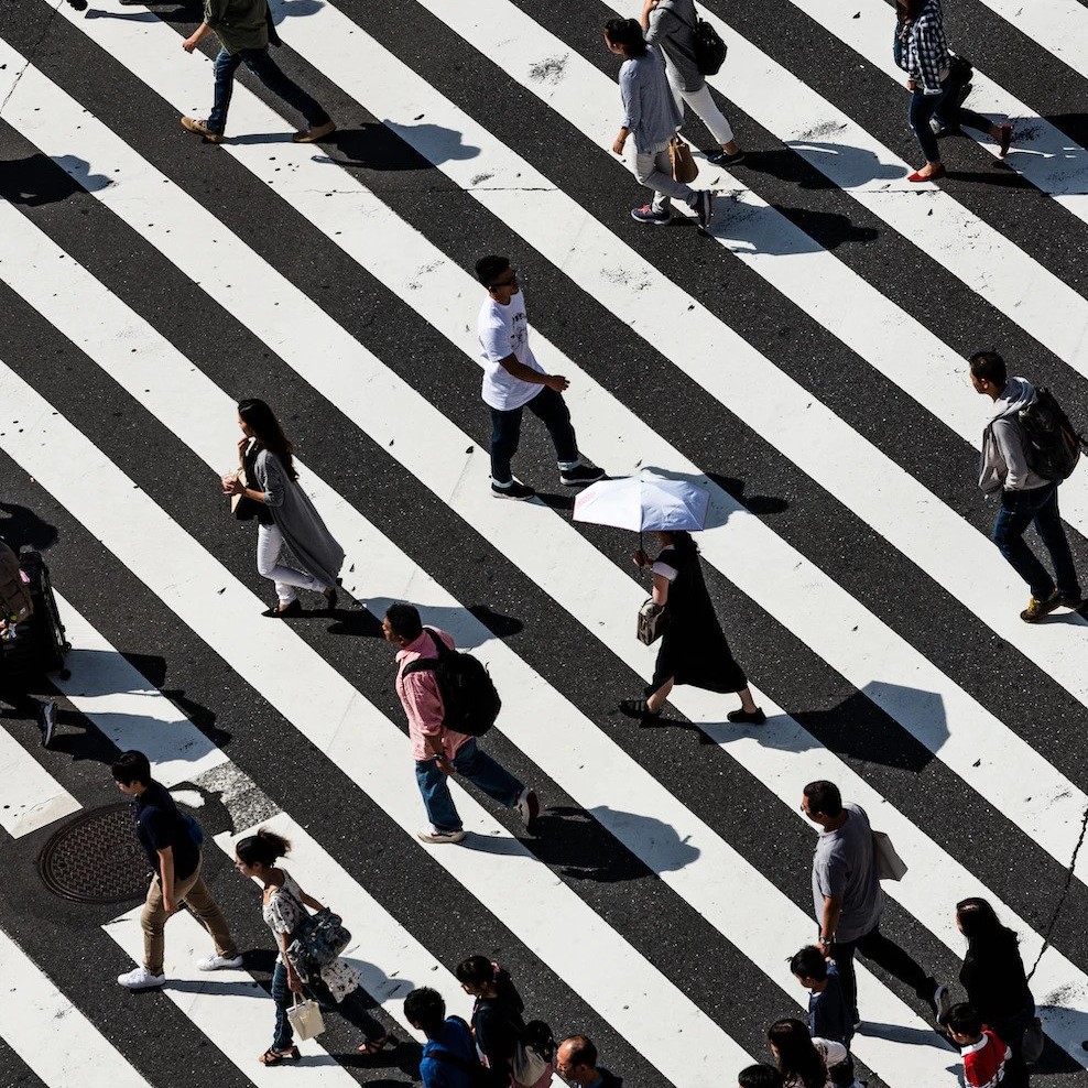 People walking on zebra crossing