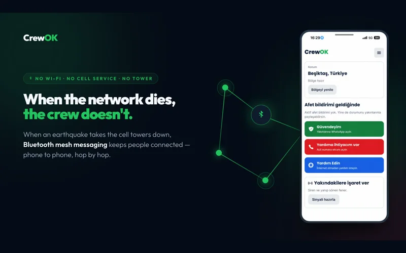 CrewOK: Offline Earthquake Comms